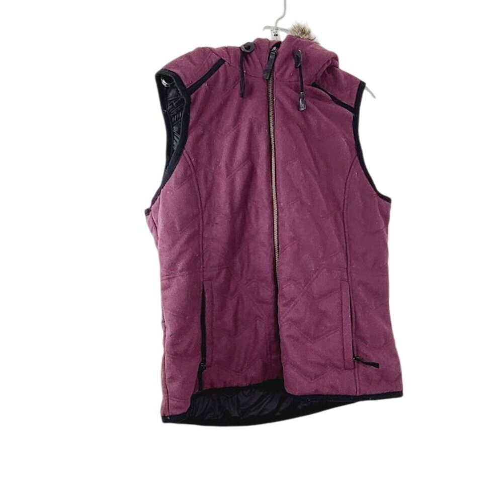 Prana Women's Burgundy Sleeveless Winter Quilted Puffer Vest Size L